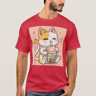 Bubble Tea Boba Cat Cute Anime Kawaii Aesthetic Ne T-shirt