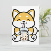 Bubble Tea Boba Corgi Kaart (Staand voorkant)