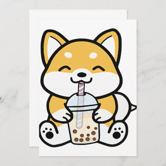 Bubble Tea Boba Corgi Kaart (Voorkant / Achterkant)