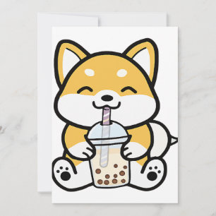 Bubble Tea Boba Corgi Kaart