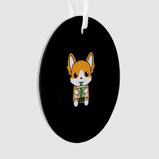 Bubble Tea Boba Corgi Premium Ornament (voorkant)
