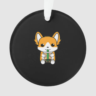 Bubble Tea Boba Corgi Premium Ornament