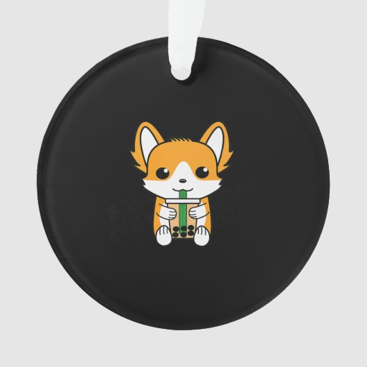 Bubble Tea Boba Corgi Premium Ornament (voorkant)