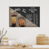 Bubble Tea Boba Donut Shop Large aanpassen Poster (Keuken)