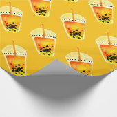 Bubble tea boba waterverf kunst cadeaupapier (Hoek)