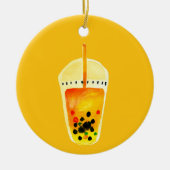 Bubble tea boba waterverf kunst keramisch ornament (Voorkant)