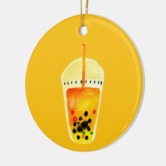 Bubble tea boba waterverf kunst keramisch ornament (Links)