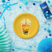 Bubble tea boba waterverf kunst papieren bordje (Feest)