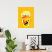 Bubble tea boba waterverf kunst poster (Thuiskantoor)