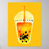 Bubble tea boba waterverf kunst poster (Voorkant)