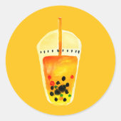 Bubble tea boba waterverf kunst ronde sticker (Voorkant)
