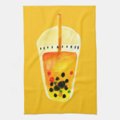 Bubble tea boba waterverf kunst theedoek (Verticaal)