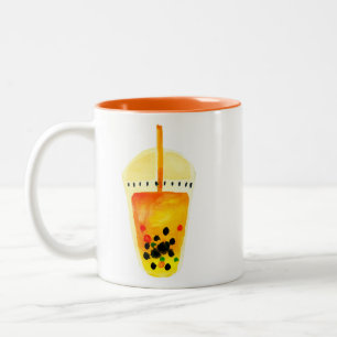 Bubble tea boba waterverf kunst tweekleurige koffiemok