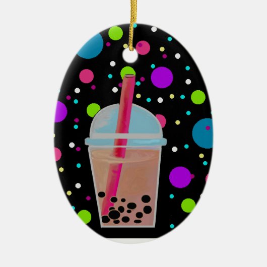 Bubble Tea - Bubble Background Keramisch Ornament (Voorkant)