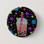 Bubble Tea - Bubble Background Ronde Button 5,7 Cm (Voorkant)