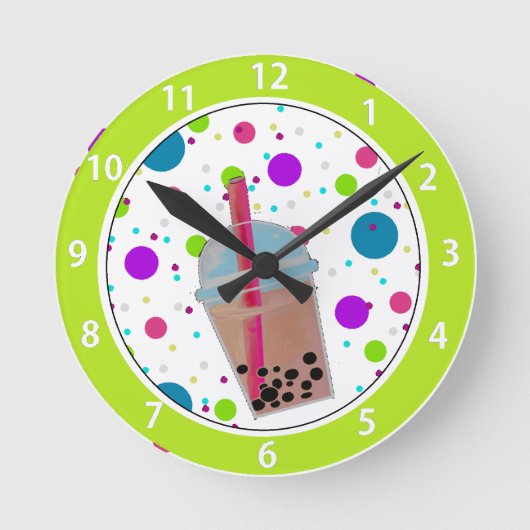 Bubble Tea - Bubble Background Ronde Klok (Voorkant)