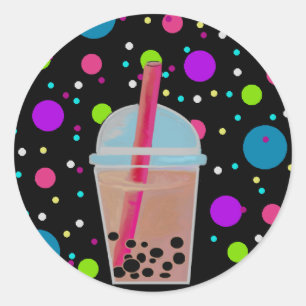 Bubble Tea - Bubble Background Ronde Sticker