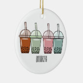 Bubble tea cartoonillustratie keramisch ornament (Rechts)