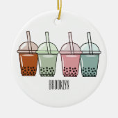 Bubble tea cartoonillustratie keramisch ornament (Voorkant)