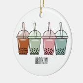 Bubble tea cartoonillustratie keramisch ornament (Links)