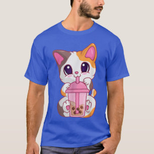 Bubble Tea Cat s for Women, Kawaii Meneki Neko Bob T-shirt