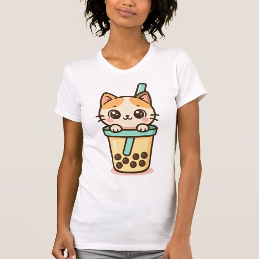 Bubble Tea Cat T-shirt (Voorkant)