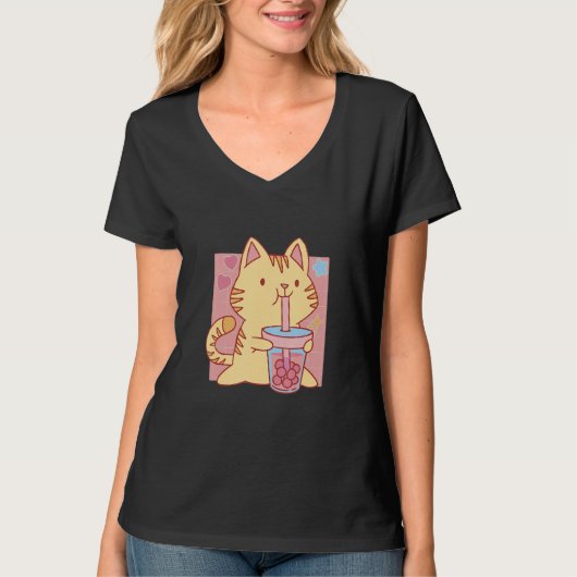 Bubble Tea Cats T-shirt (Voorkant)