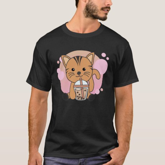 Bubble Tea Cats with Chocolate Tea Sweet Cat T-shirt (Voorkant)