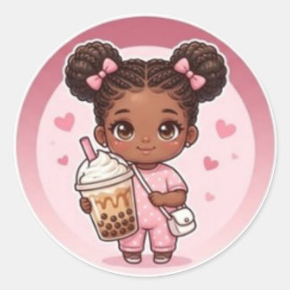 Bubble Tea Chibi Klassieke Ronde Sticker