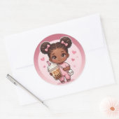 Bubble Tea Chibi Klassieke Ronde Sticker (Envelop)