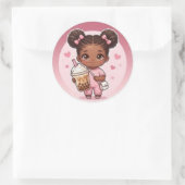 Bubble Tea Chibi Klassieke Ronde Sticker (Tas)