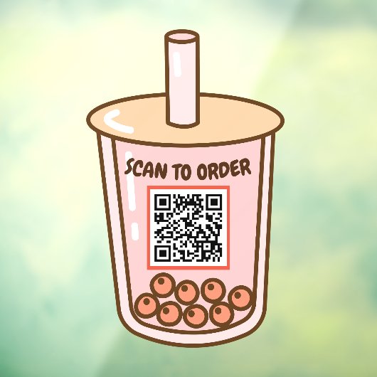 Bubble Tea Contactloze Scan QR Code Menu Raamsticker (Vel 3)