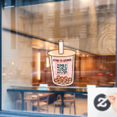 Bubble Tea Contactloze Scan QR Code Menu Raamsticker (Cafe Raam)