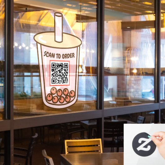 Bubble Tea Contactloze Scan QR Code Menu Raamsticker (Restaurant Raam)