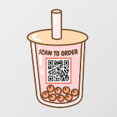 Bubble Tea Contactloze Scan QR Code Menu Raamsticker (Vel)