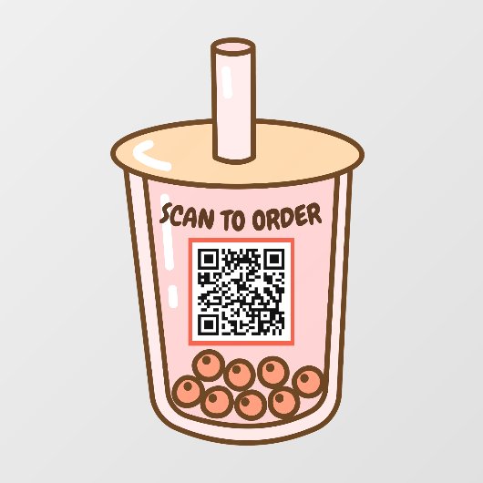 Bubble Tea Contactloze Scan QR Code Menu Raamsticker (Vel)
