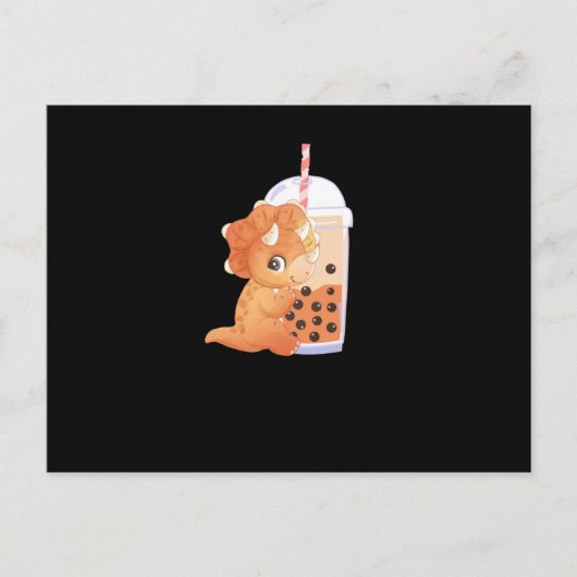 Bubble Tea Dino Briefkaart (Voorkant)