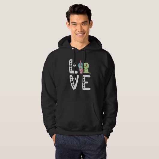 Bubble Tea Dinosaurs Cute Boba Tea Dino Sweet Drin Hoodie (Voorkant volledig)