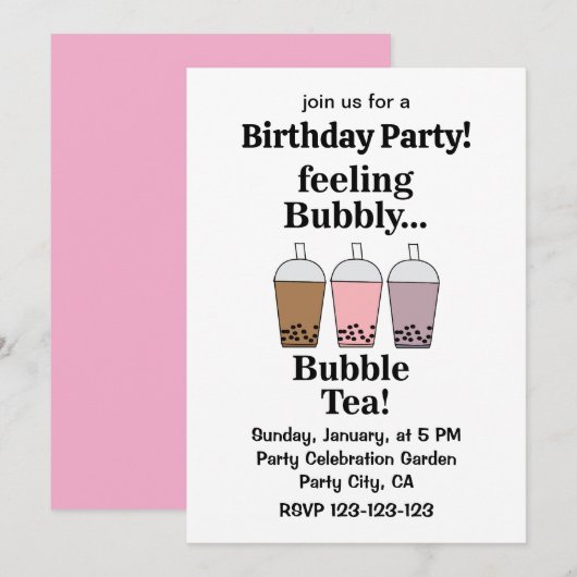 Bubble Tea Drank Grappige Verjaardagsfeest Kaart (Voorkant / Achterkant)