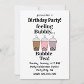 Bubble Tea Drink Funny Birthday Party Kaart (Voorkant)