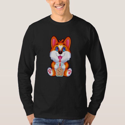 Bubble Tea Drinker Corgi Tapioca Pearl Milk Corgie T-shirt (Voorkant)