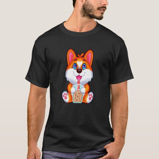 Bubble Tea Drinker Corgi Tapioca Pearl Milk Corgie T-shirt (Voorkant)