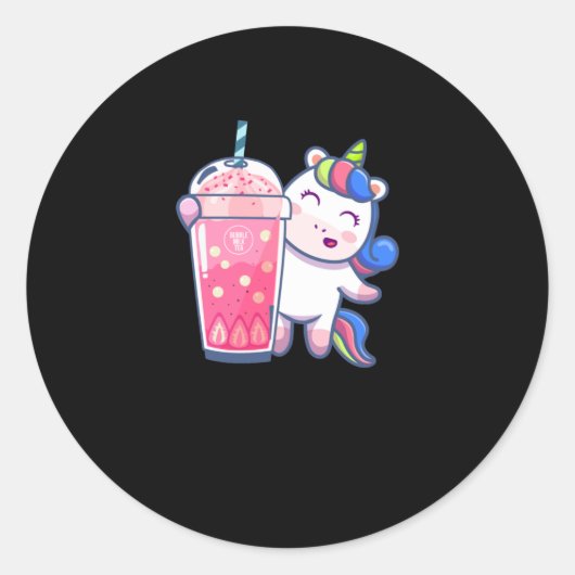 Bubble Tea Eenhoorn Gift Ronde Sticker (Voorkant)