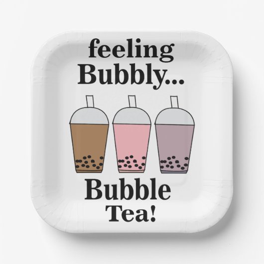 Bubble Tea Feestje Papieren Bordje (Voorkant)