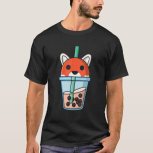 Bubble Tea Fox Boba Pearls Sweet Red Panda Girl T-shirt