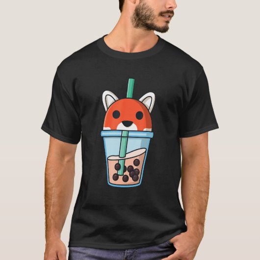 Bubble Tea Fox Boba Pearls Sweet Red Panda Girl T-shirt (Voorkant)