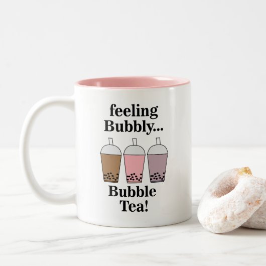 Bubble Tea Funny  Tweekleurige Koffiemok (Met donut)