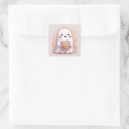 Bubble Tea Ghost Vierkante Sticker (Tas)