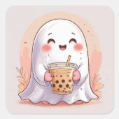 Bubble Tea Ghost Vierkante Sticker (Voorkant)
