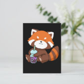 Bubble Tea Gift Girl Red Panda Boba Tea Bubble Tea Briefkaart (Staand voorkant)